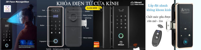 Khoá điện tử vân tay cửa kính DSmart K36T 18 Banner DSmartlock.vn Khóa điện tử cửa kính