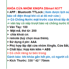 Khóa vân tay cửa nhôm Xingfa DSmart N37T Chống nước điện tử