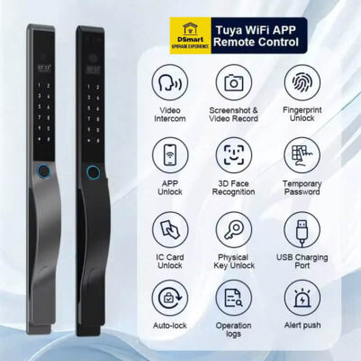 Khóa điện tử vân tay FaceId DSmart NX78Y-F App Tuya 12 Khóa cửa nhôm FaceId DSmart NX78T-F