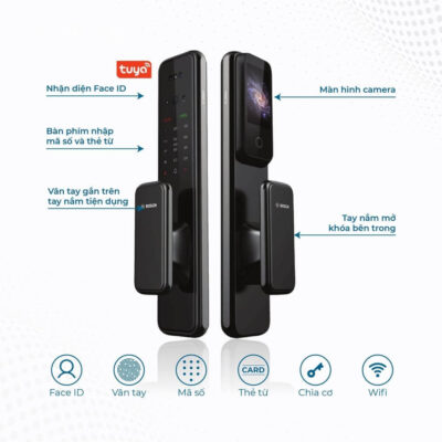 Khóa nhận diện khuôn mặt, Camera Bosch EL600VF (Đức) 12 Khóa Điện Tử Bosch EL600VF Chống Nước Chống Mưa