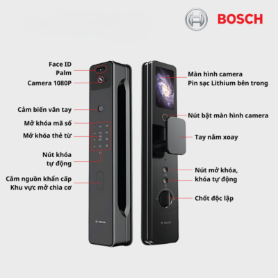 Khóa Cửa Nhận Diện Khuôn Mặt Bosch FU8 Plus 22 Khóa cửa vân tay Bosch FU8 Plus Black