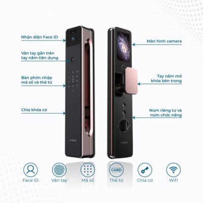Khóa Cửa Nhận Diện Khuôn Mặt Bosch FU8 Plus 24 Mặt trước khóa Bosch FU8 Plus