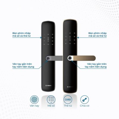 Khóa điện tử vân tay Bosch ID60 18 Khóa Bosch ID60 hỗ trợ mở bằng vân tay, thẻ từ, mã số và chìa cơ