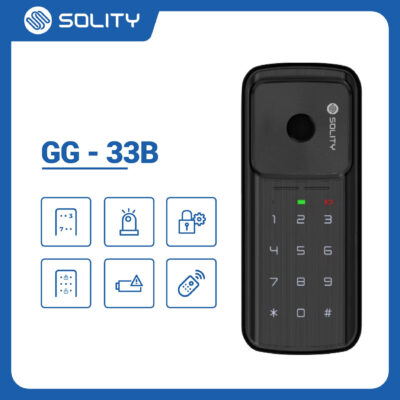 Khóa điện tử cửa kính SOLITY GG-33B 11 Ảnh khóa điện tử cửa kính SOLITY GG-33B lắp đặt trên cửa kính cường lực.