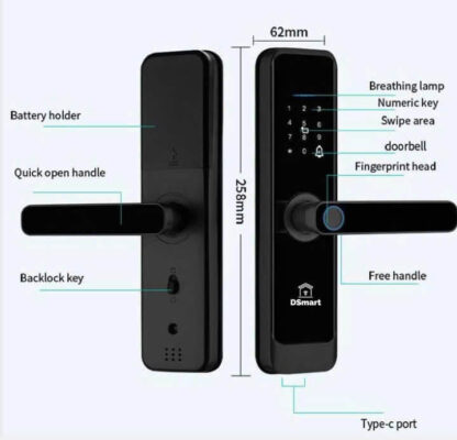 Khóa Cửa Gỗ Thông Phòng Cửa Chính Chung Cư PN08T 13 Khóa cửa gỗ thông minh PN08T cho cửa chung cư