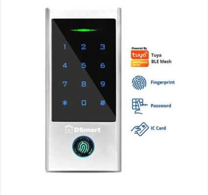Đầu đọc vân tay DSmart DD28TUB Bluetooth 9 Đầu đọc vân tay DSmart DD28TUB Bluetooth hỗ trợ mở khóa bằng vân tay, thẻ từ 125KHz & 13.5MHz, mật mã và app.