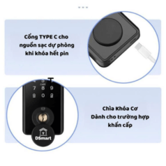 Hình ảnh khóa vân tay DSmart DB01T hỗ trợ mở cửa nhanh bằng vân tay, thẻ từ, mật mã và chìa khóa truyền thống