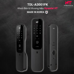 Khóa cửa điện tử Hyundai HT TDL-A3001FK màu xám đen hiện đại, công nghệ Auto Lock 0 giây.