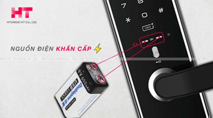 KHOÁ ĐIỆN TỬ HYUNDAI HT HDL-4700SK 20 Người dùng sử dụng pin vuông 9V kích nguồn khi khóa hết pin