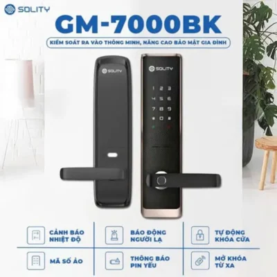 Khoá Cửa Vân Tay Solity GM-7000BK 13 Khóa thông minh Solity GM-7000BK không chỉ tiện lợi mà còn giúp phát hiện cháy sớm.