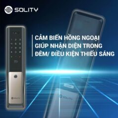 Khóa Solity GP-6000BAK với chế độ bảo mật cao, hỗ trợ nhận diện khuôn mặt, vân tay, mã số và thẻ từ.