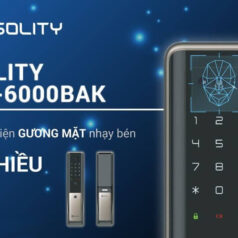 Giao diện màn hình khóa Solity GP-6000BAK hiển thị tính năng nhận diện khuôn mặt, mở khóa nhanh chóng và chính xác.