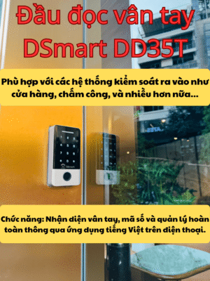 Hệ thống kiểm soát ra vào cho cửa kính tại Starbucks Bitexco Quận 1 2 Đầu đọc vân tay DSmart DD35T lắp trên cửa kính văn phòng