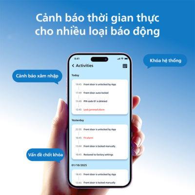 PHILIPS DDL801-5HBS Mở Khóa Cửa Từ Xa 25 Khóa điện tử Philips DDL801-5HBS tương thích với nhiều loại cửa như cửa gỗ, cửa chống cháy