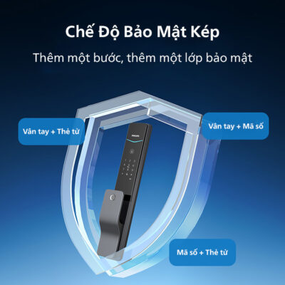 PHILIPS DDL801-5HBS Mở Khóa Cửa Từ Xa 26 Khóa Philips DDL801-5HBS tích hợp cảnh báo đột nhập, mở cửa trái phép và pin yếu