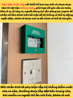 Hệ thống kiểm soát ra vào cho cửa kính tại Starbucks Bitexco Quận 1 7 Nút nhấn Exit inox và nút khẩn cấp cho hệ thống ra vào