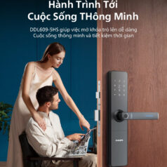 Thiết kế mặt trước khóa DDL609 với đèn LED sang trọng