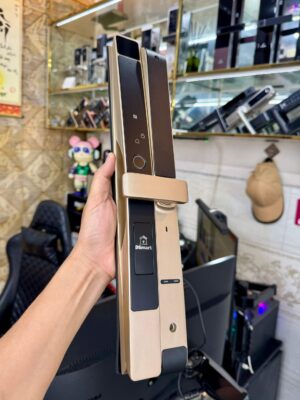 Khóa điện tử vân tay FaceID DSmart NX20T-F màu vàng cao cấp app TTLOCK thân khóa tự động cho cửa nhôm Xingfa chống nước gắn ngoài trời