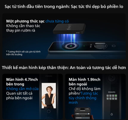 Cận cảnh chi tiết kim loại và mặt kính của khóa điện tử Philips DDL902-MFVP 11HWS, thể hiện chất lượng gia công cao cấp.