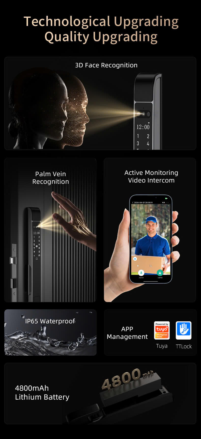 Khóa cửa nhôm chống nước ngoài trời DSmart NX30T-F Khóa cửa nhôm FaceID chống nước ngoài trời DSmart NX30T-F